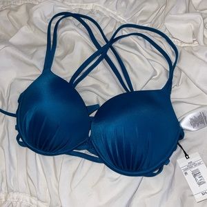 blue bikini top NWT